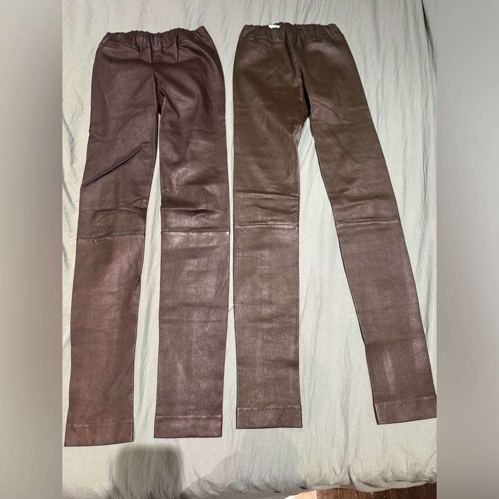 The Row Skinny Lambskin Leather Moto Leggings